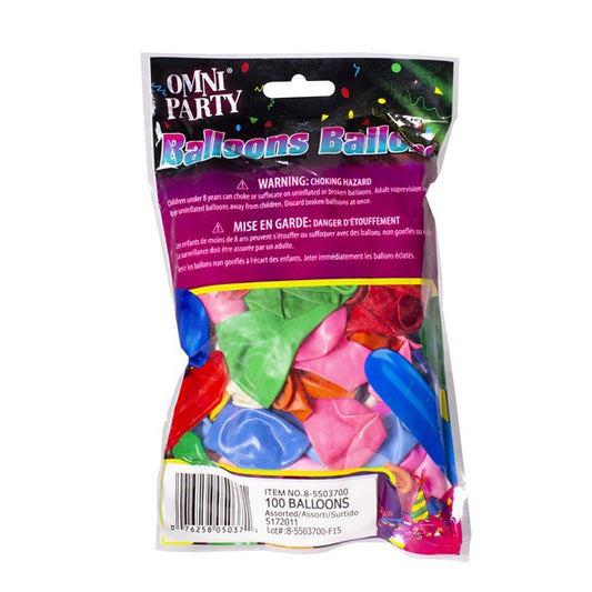 Assorted Colors 9" Latex Balloons (100 Per pack)