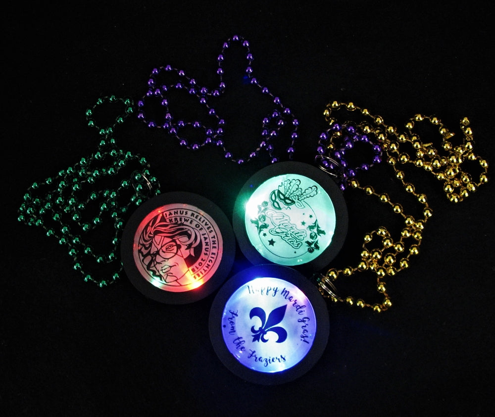 Customized Beaded Mardi Gras Flashing Medallions