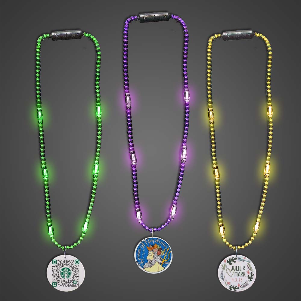 Customized Mardi Gras Beads with Full Color Medallion Blank