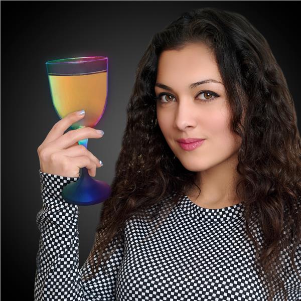 LED 10 oz Wine Glass White Stem