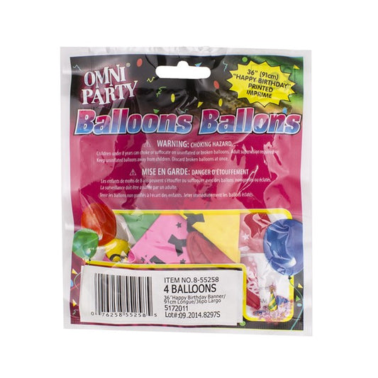 Happy Birthday 36" Balloons (4 Per pack)