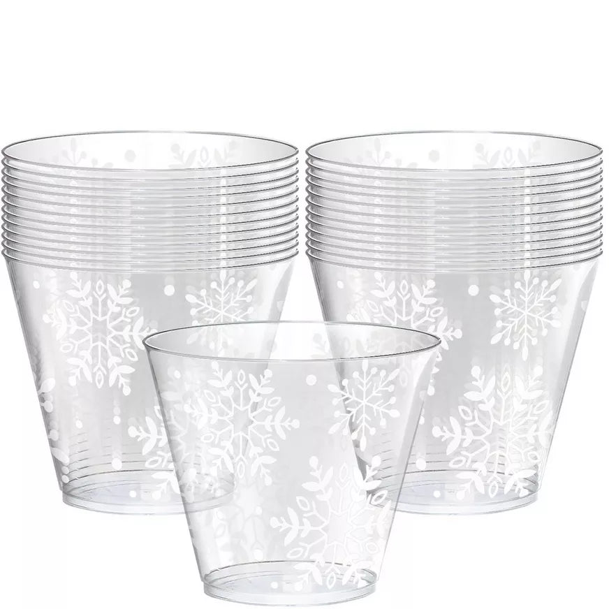 Dancing Snowflakes Plastic Tumblers, 9oz, 40ct