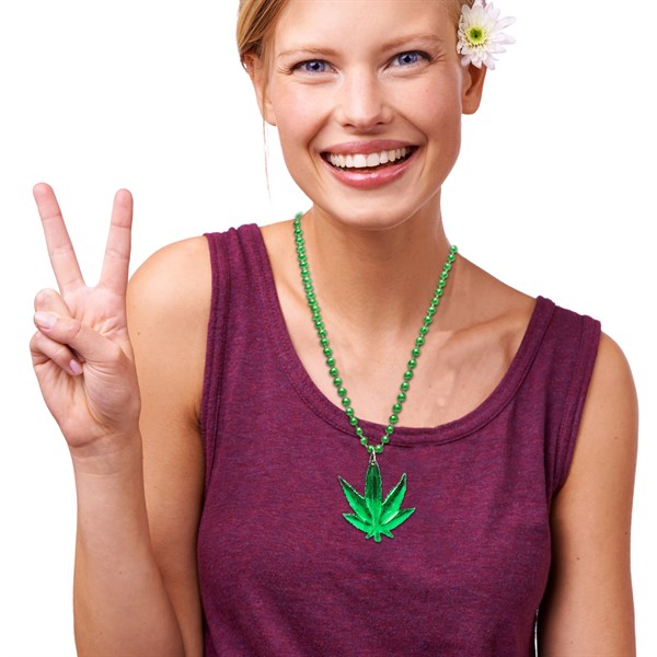 Weed Leaf 33" Bead Necklaces (12 Per pack)