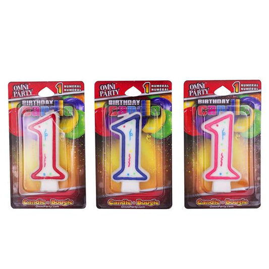 Number '1' Candles (3 Per pack)