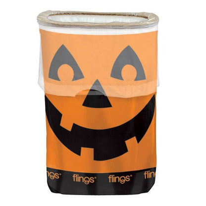 Jack-O-Lantern Flings Pop-Up Trash Bin