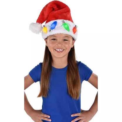 Christmas Bulb Light-Up Adjustable Santa Hat for Kids & Adults