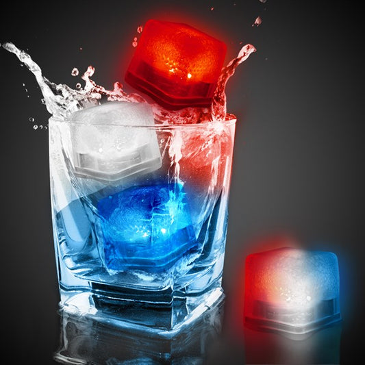 Red, White & Blue LED Ice Cubes (12 Per pack)