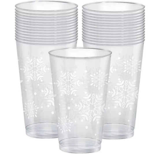 Dancing Snowflakes Plastic Tumblers, 16oz, 26ct