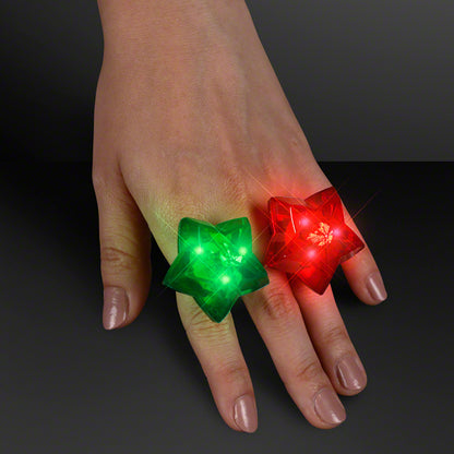 LED Sparkling Stars Christmas Rings, Assorted Colors