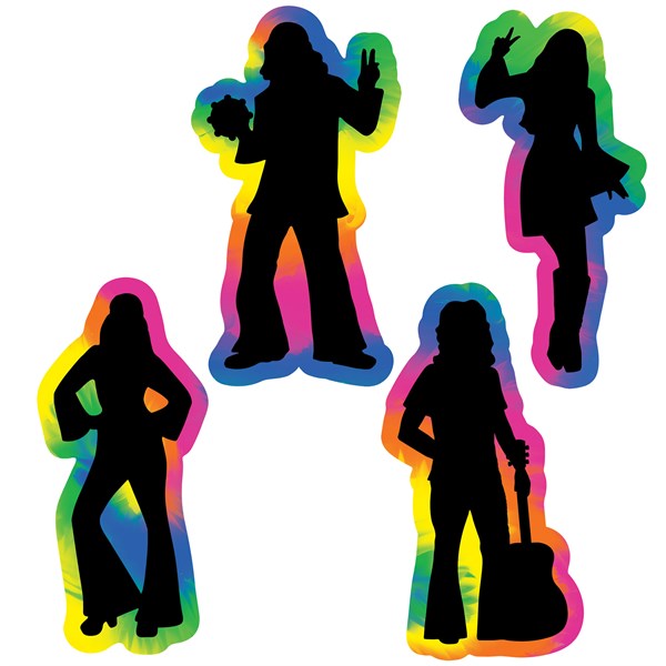 Tie Dye Hippie Silhouettes (4 Per pack)