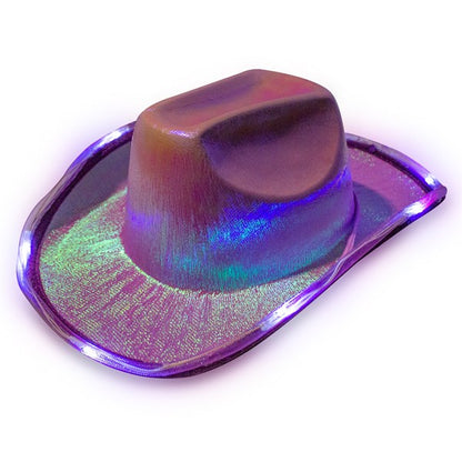 LED Purple Iridescent Cowboy Hat