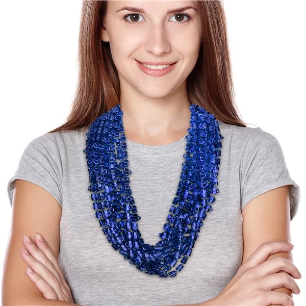 Blue Bead Beer Mug 33" Necklaces (12 per pack)