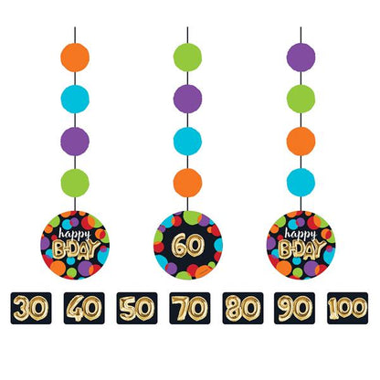 Birthday Balloon Hanging Cutout Streamers (3 Per pack)