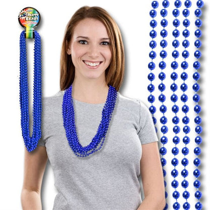 Dark Blue 7mm Bead 33" Necklaces (12 per pack)