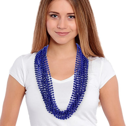 Dark Blue 7mm Bead 33" Necklaces (12 per pack)