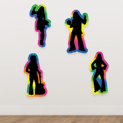 Tie Dye Hippie Silhouettes (4 Per pack)