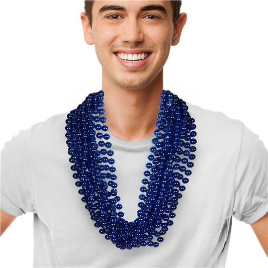 Blue 33" 12mm Bead Necklaces (12 per pack)