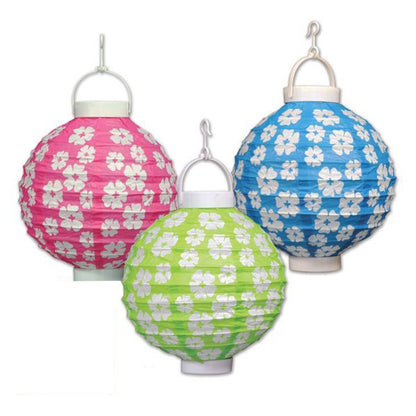 Hibiscus Flowers Light-Up Lanterns (3 Per Pack)