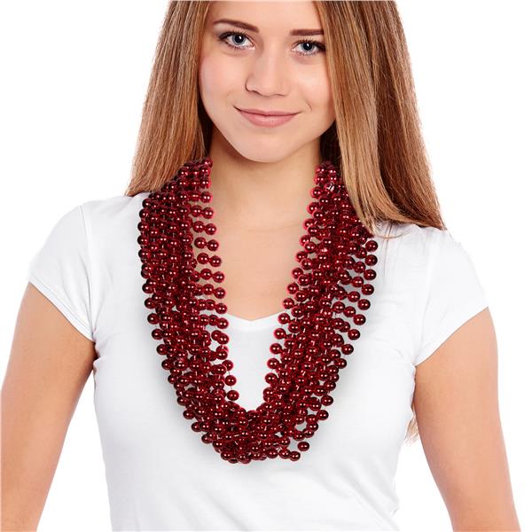 Red 33" 12mm Bead Necklaces (12 Per pack)