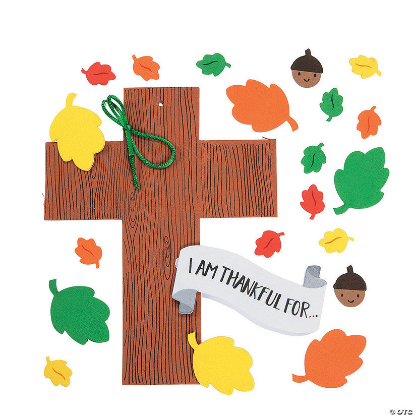 I Am Thankful For... Thanksgiving Cross Craft Kit- Makes (12 Per pack)