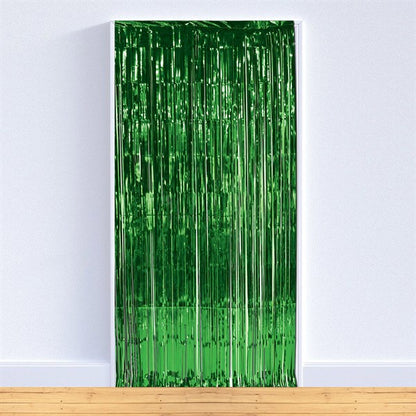 Green Metallic Fringed Door Curtain