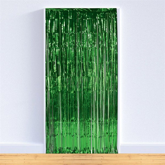 Green Metallic Fringed Door Curtain