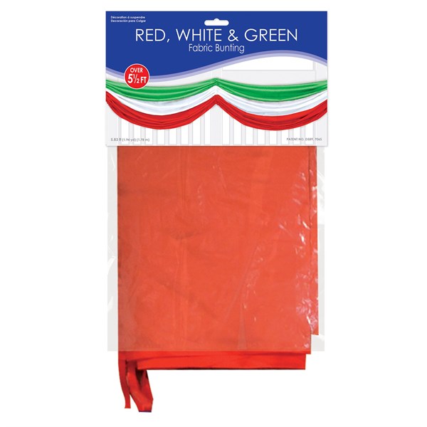 Red, White & Green Fabric Bunting Decoration