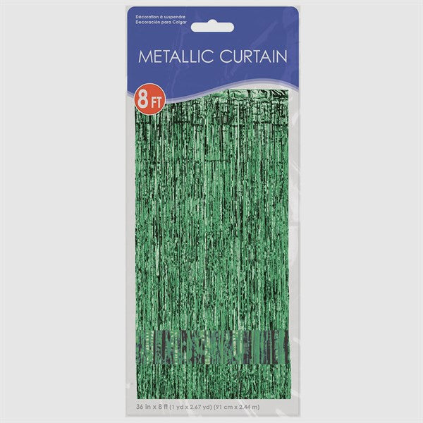 Green Metallic Fringed Door Curtain