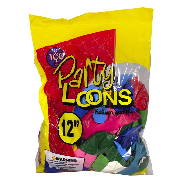 Assorted Color Latex 12" Balloons (100 Per pack)