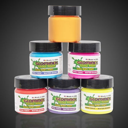 Assorted Glominex Glow Paint Jars (6 Per pack)