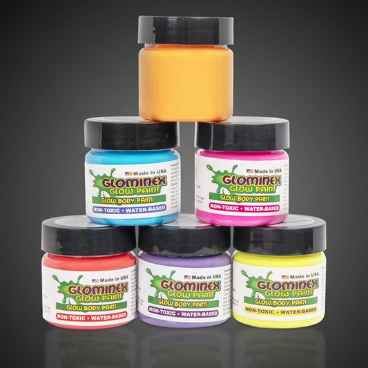 Assorted Glominex Glow Paint Jars (6 Per pack)