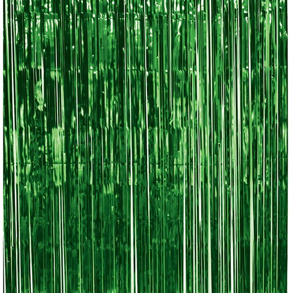 Green Metallic Fringed Door Curtain