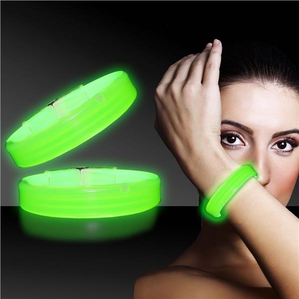 Green Triple Wide Glow Bracelets(25 Per pack)