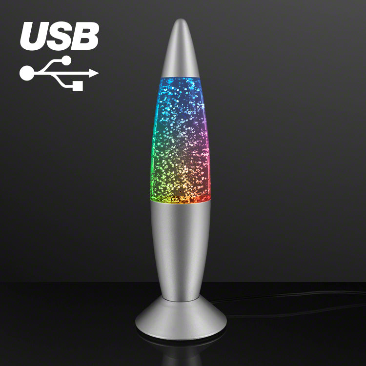 Groovy Glitter Lamp USB Mood Light 7.25"