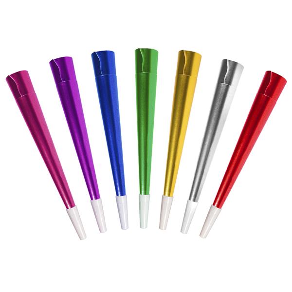 Colorful Foil 8" Horns (12 Per pack)