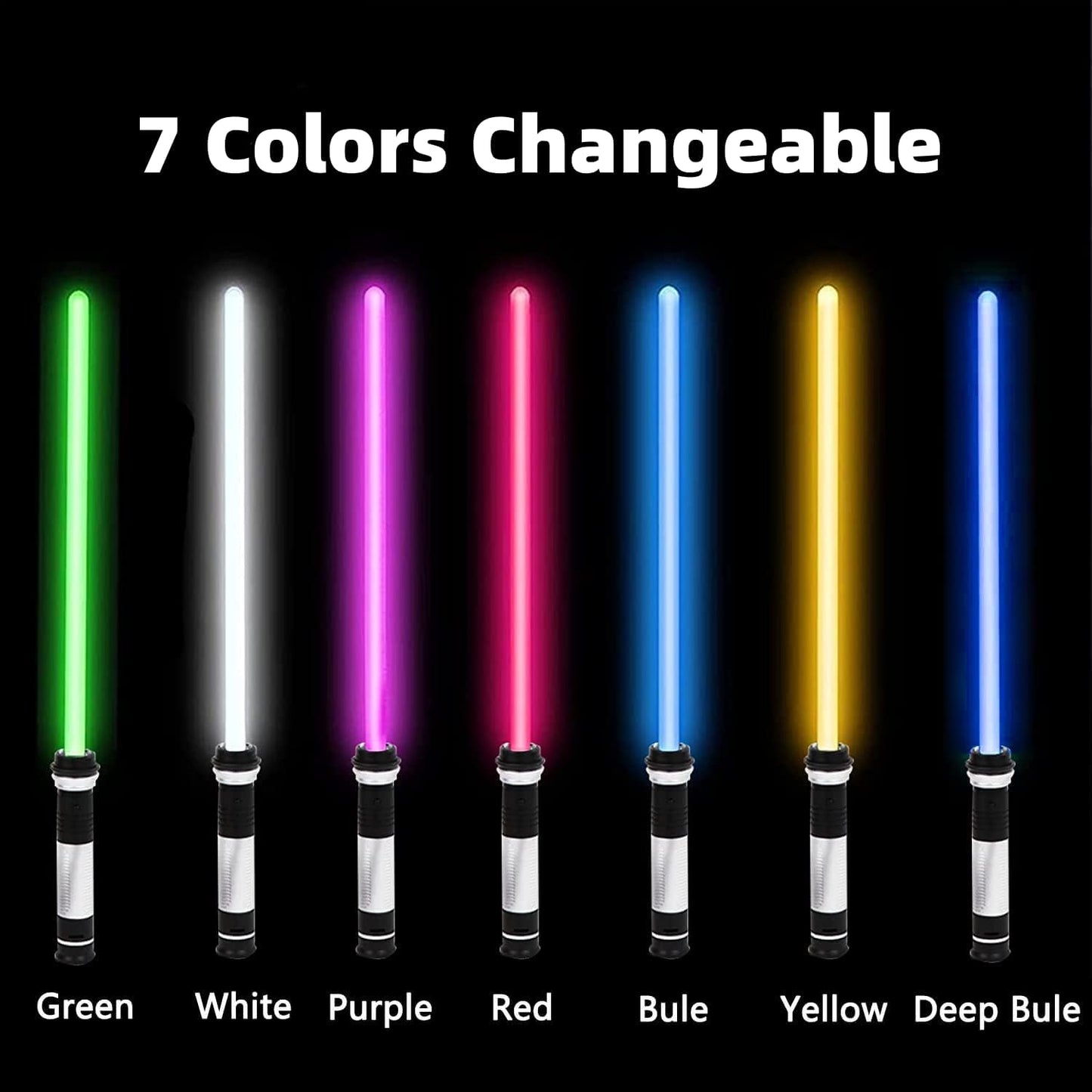 Sound Retractable 7 Colors Light Saber Sword For Kids (2 Per Pack)