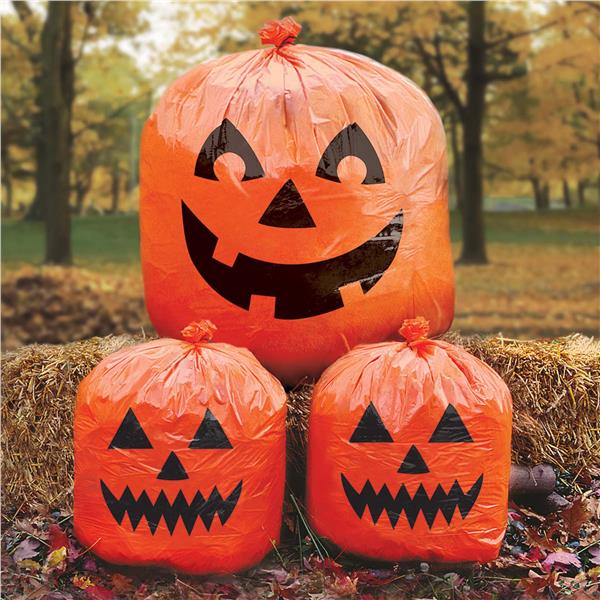 Halloween Pumpkin Lawn Bags (3 Per pack)