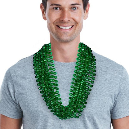 Green 33" 12mm Bead Necklaces (12 Per pack)