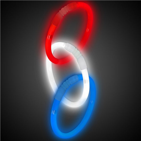 Red, White, and Blue Glow Bracelets (50 Per pack)