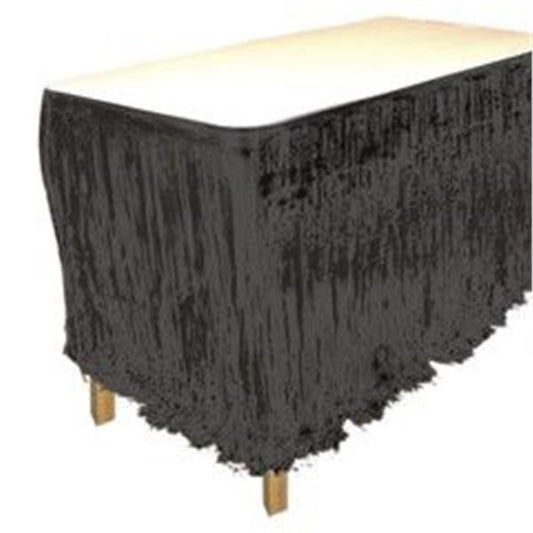 Black Metallic Fringed Table Skirt