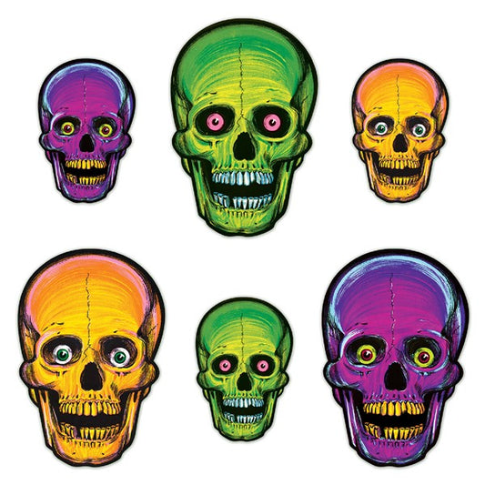 Halloween Glow Skull Cutouts (6 Per pack)