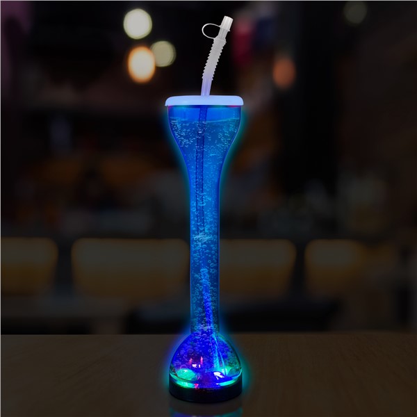 LED Blue Flashing 17 oz Yard Glass