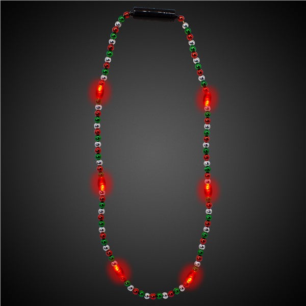 LED Red, Green & Silver Bead Necklace