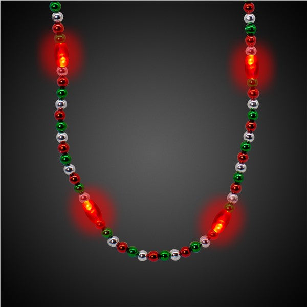 LED Red, Green & Silver Bead Necklace