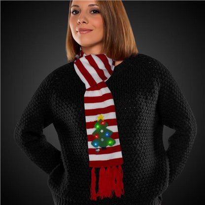 LED Christmas Tree Striped Scarf