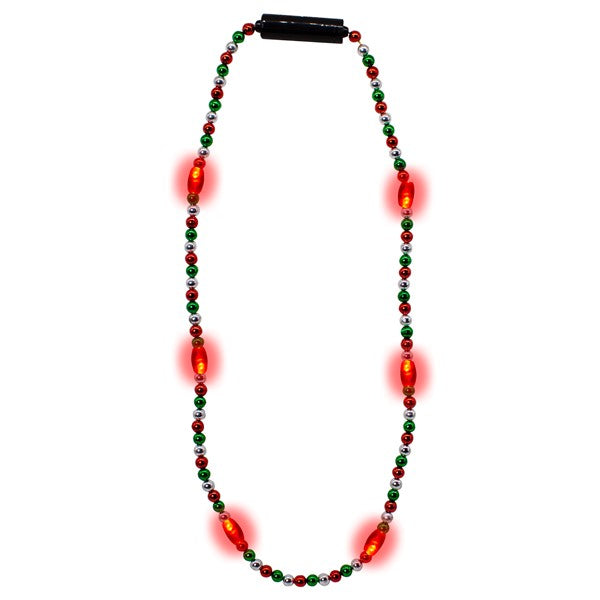 LED Red, Green & Silver Bead Necklace