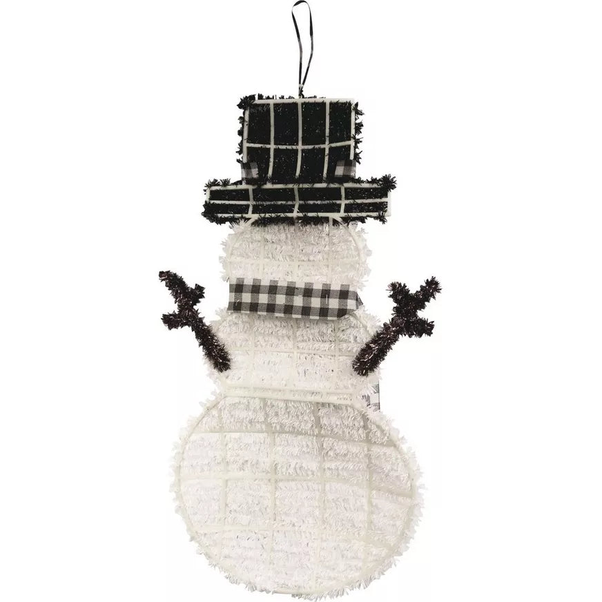 Christmas Snowman 3D Tinsel Hanging Decoration, 12in x 22.25in