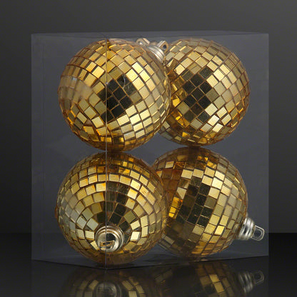 2.4" Gold Mirror Ball Ornaments (Non-Light Up)