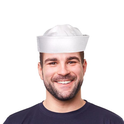 White Cloth Sailor Hats (12 Per pack)