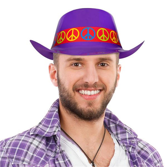 Purple Cowboy Hats with Peace Signs(12 Per pack)